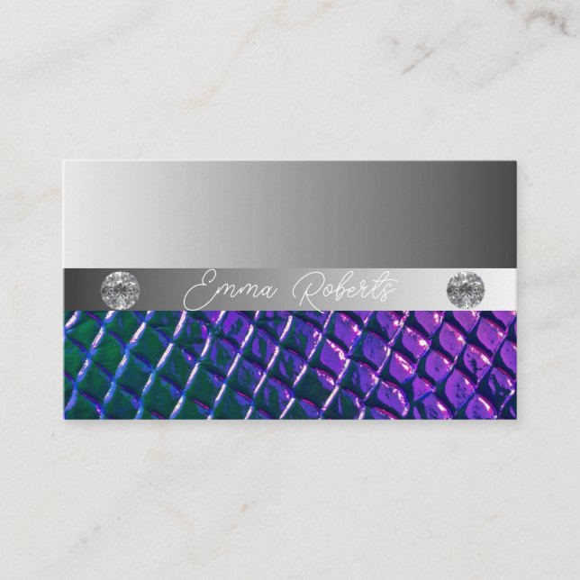 Shimmery Silver Gnistra Glitter Diamonds Business Visitkort (Framsida)