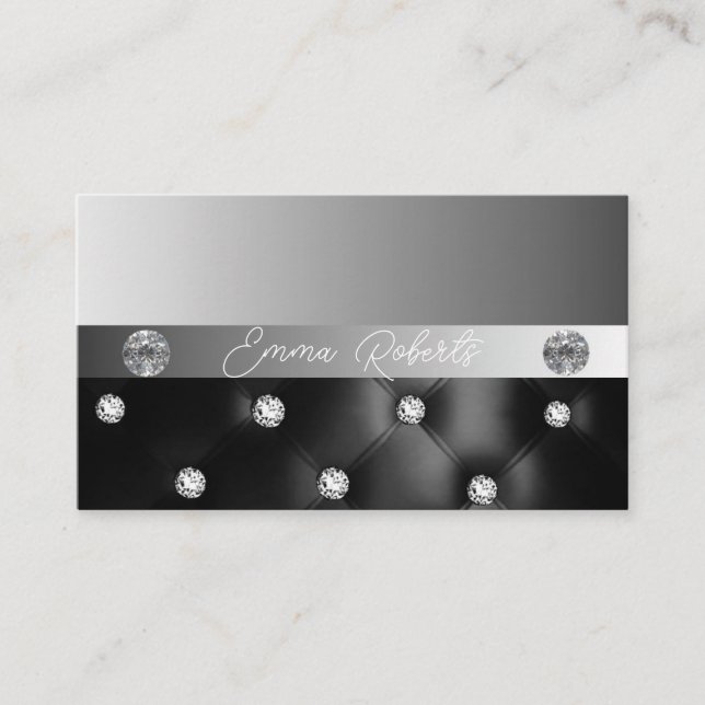 Shimmery Silver Gnistra Glitter Diamonds Business Visitkort (Framsida)