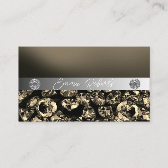 Shimmery Silver Gnistra Glitter Diamonds Business Visitkort (Framsida)