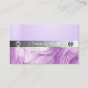 Shimmery Silver Gnistra Glitter Diamonds Lila Visitkort