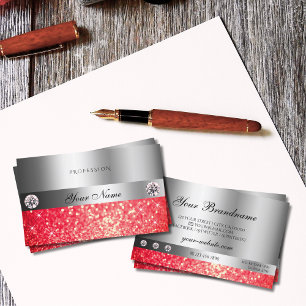 Shimmery Silver Gnistra Ruby Red Glitter Diamonds Visitkort