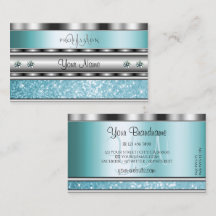 Shimmery Silver Sparkling Teal Glitter Monogram