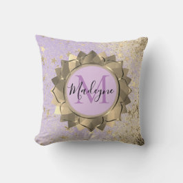 Shimmery Stars Guld Lotus Mandala Monogram Kudde