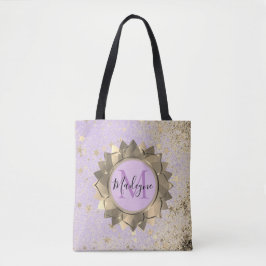Shimmery Stars Guld Lotus Mandala Monogram Tygkasse