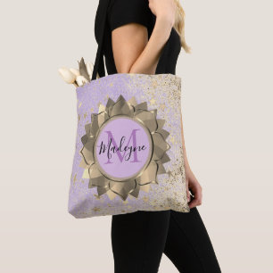 Shimmery Stars Guld Lotus Mandala Monogram Tygkasse