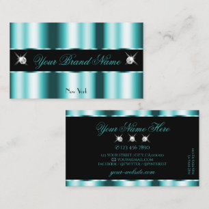 Shimmery Teal and Black Sparkling Diamonds Snyggt Visitkort