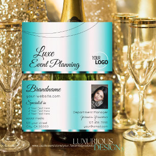 Shimmery Teal Glamora med Logotyp och fotomodern Visitkort