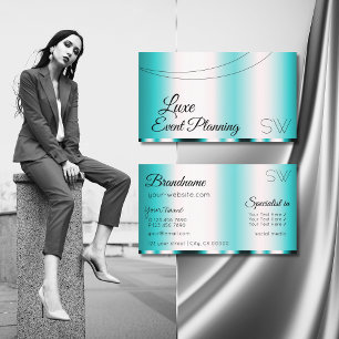 Shimmery Teal Glamoral med Monogram Snyggt Visitkort