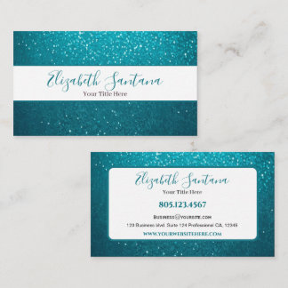 Shimmery Teal Glitter Visitkort