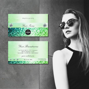 Shimmery Teal Grönt Glitter med Logotyp Profession Visitkort