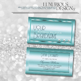 Shimmery Teal med Diamonds outstående glamoral Visitkort