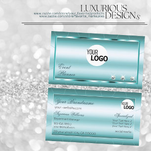 Shimmery Teal with Diamonds and Logotyp Profession Visitkort