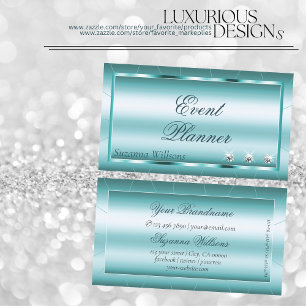 Shimmery Teal with Diamonds Professionell Modern Visitkort