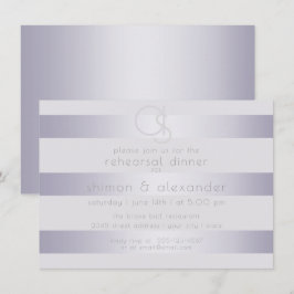 Shimmery Violet Silver Rand med Monogram Inbjudningar