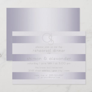 Shimmery Violet Silver Rand med Monogram Inbjudningar