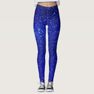 Shimming Blue Glitter Canvas Leggings