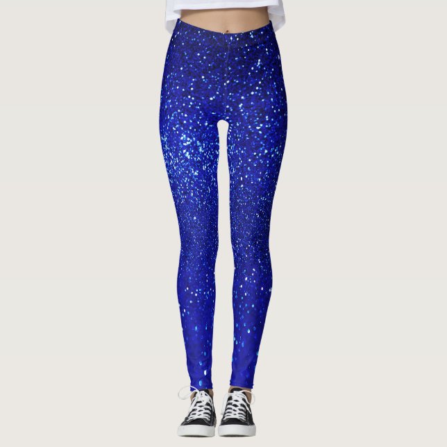 Shimming Blue Glitter Canvas Leggings (Framsida)