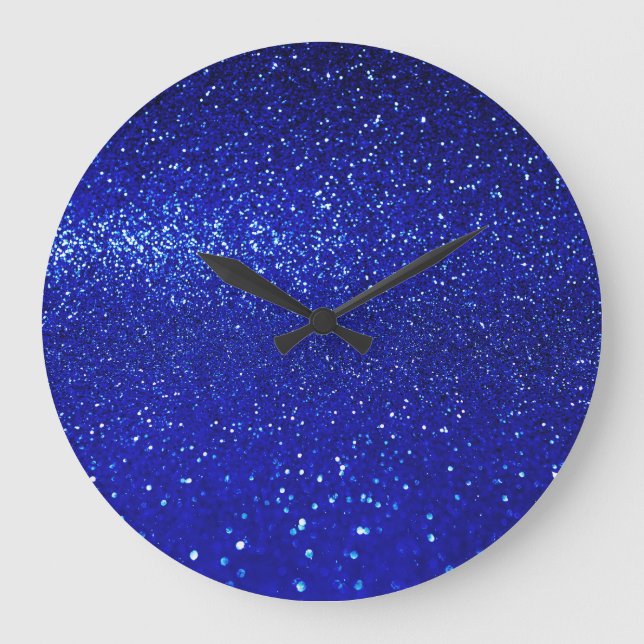 Shimming Blue Glitter Canvas Stor Klocka (Framsida)