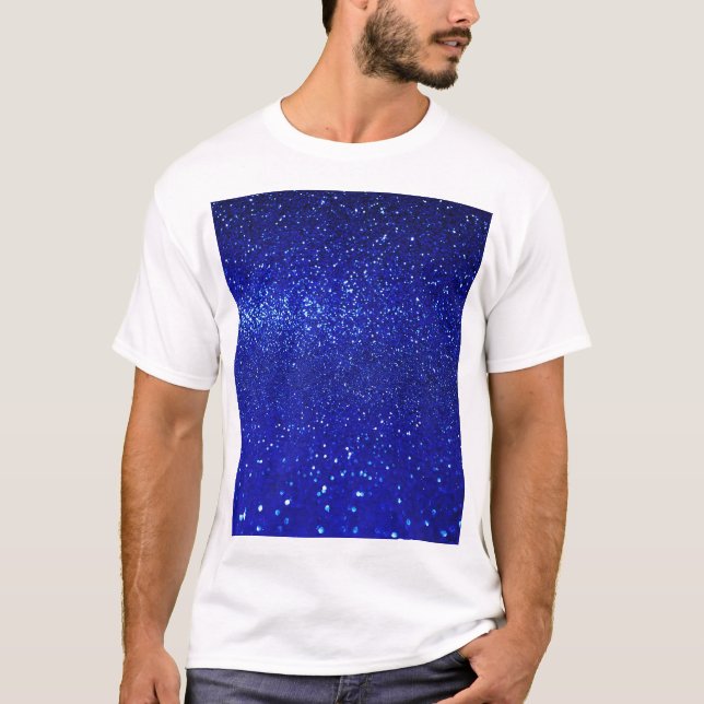 Shimming Blue Glitter Canvas T Shirt (Framsida)