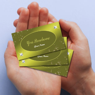 Shimming Gult Glitter Stars Jewels Glamous Visitkort