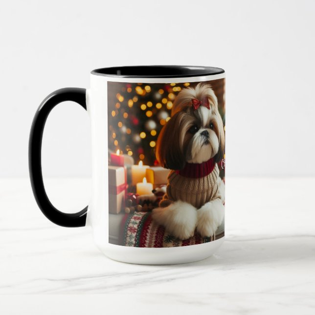 Shin Tzu Pair Christmas Day Coffee Mug Cup Mugg (Vänster)