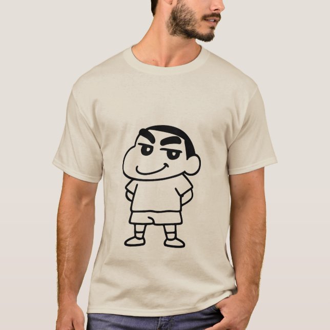 Shinchan Tecknad Line art T Shirt (Framsida)