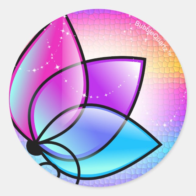 Shindrande lila-blommor runt klistermärke (Framsida)