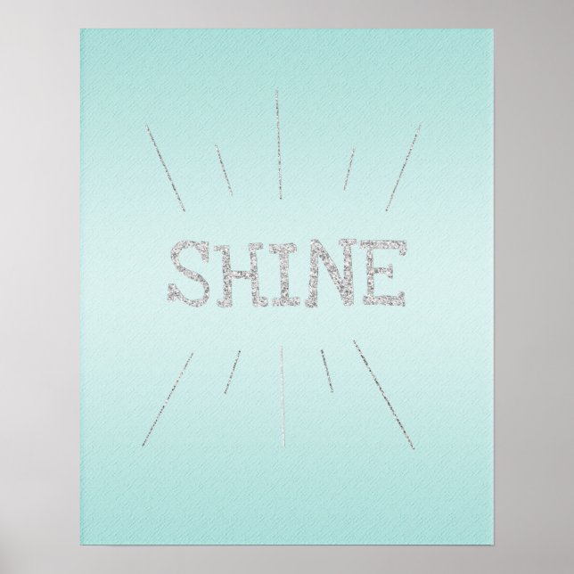 Shine Aqua med Silver Glitter Poster (Framsidan)