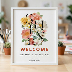 SHINE Blommig välkomstskylt för företagsarrangeman Poster