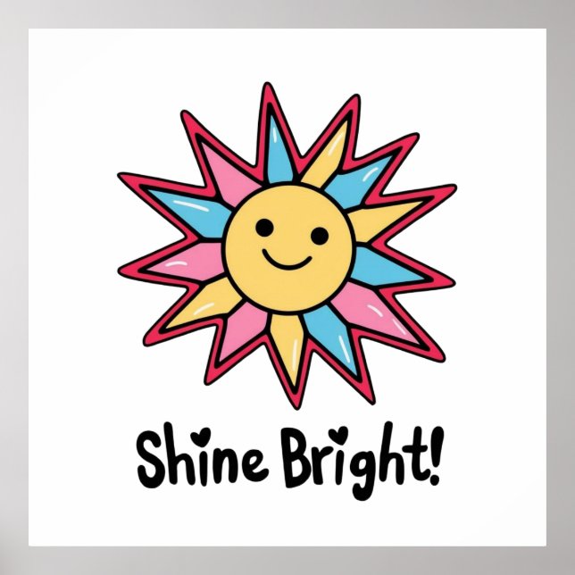 Shine Bright: En färgstark Sol-design Poster (Framsidan)