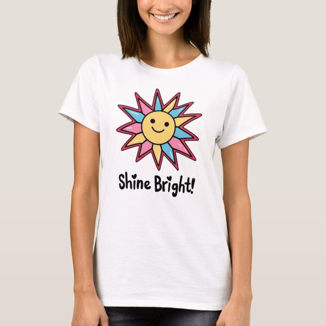 Shine Bright: En färgstark Sol-design T Shirt (Framsida)