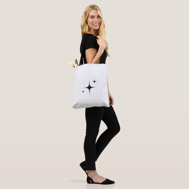 Shine Bright Every Day with the Black Stars Tote Tygkasse (På modell)