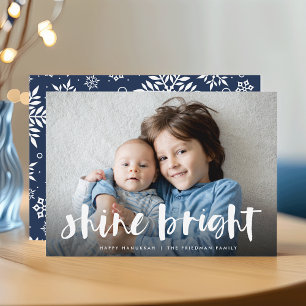 Shine Bright Fullt Photo Hanukkah Julkort
