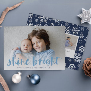 Shine Bright   Fullt Photo Hanukkah-kort Julkort