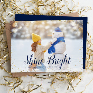 Shine Bright   Glitz Faux Glitter Photo Overlay Julkort