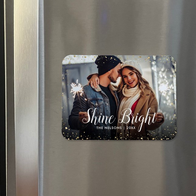 Shine Bright | Glitz Faux Glitter Photo Overlay Magnet (Skapare uppladdad)
