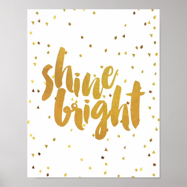 Shine Bright Guld Typography Poster (Framsidan)