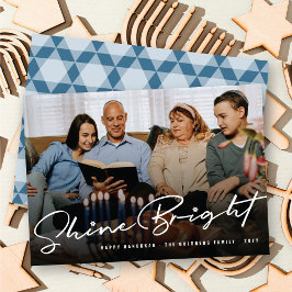 Shine Bright Handskrift Script Hanukkah Photo Julkort