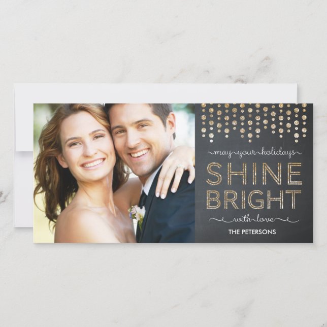 Shine Bright Helgdag Photo Card - Guld Julkort (Framsida)