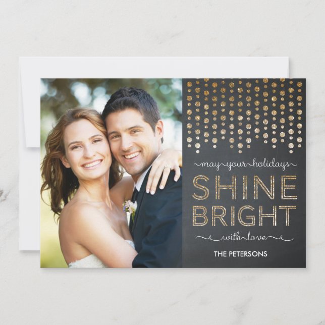 Shine Bright Helgdag Photo Cards - Guld Julkort (Framsida)
