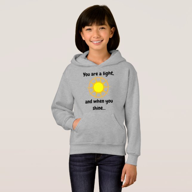 'Shine Bright' Hoodie Kid/Young Vuxen (Grått) T Shirt (Hel framsida)