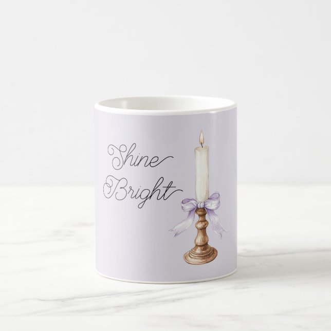 Shine Bright Lavender Bow White Gold Candle Kaffemugg (Center)