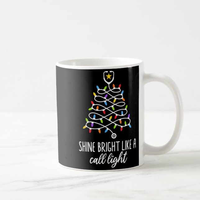 Shine Bright Like A Call Light Funny Nurse Christm Kaffemugg (Höger)