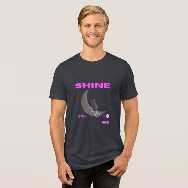 Shine Cat på Måne T-Shirt (Framsida Full)