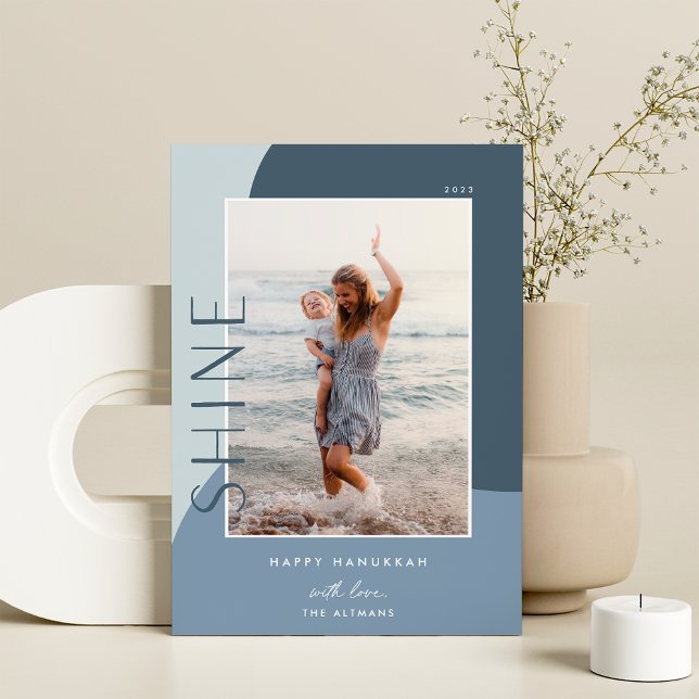 Shine Colorblock | Lodrät Photo Hanukkah Julkort (Skapare uppladdad)