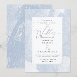 Shine, Dusty Blue Watercolor+Faux Metallic Inbjudningar