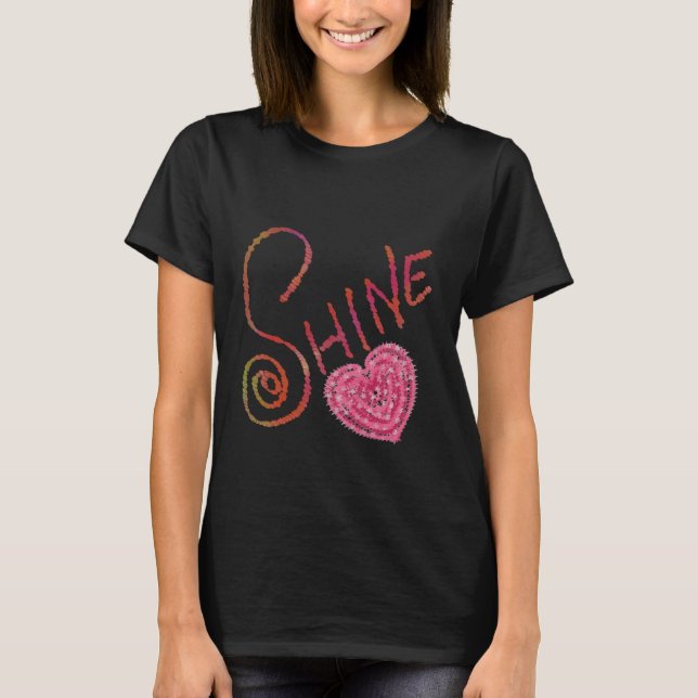 Shine | Elegant Texturerad Kalligrafisk Konst T Shirt (Framsida)