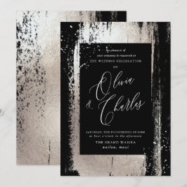 Shine, Faux Metallic Silver-penseldrag Inbjudningar