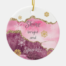 Shine Gnistra Shock rosa Glitter Agate Julgransprydnad Keramik