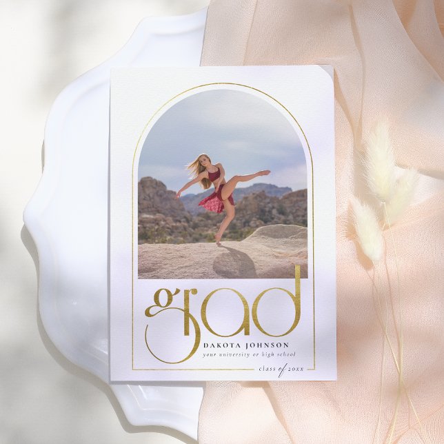 Shine | Guld Arch & Typography 2 Photo Studenten Inbjudningar (Skapare uppladdad)